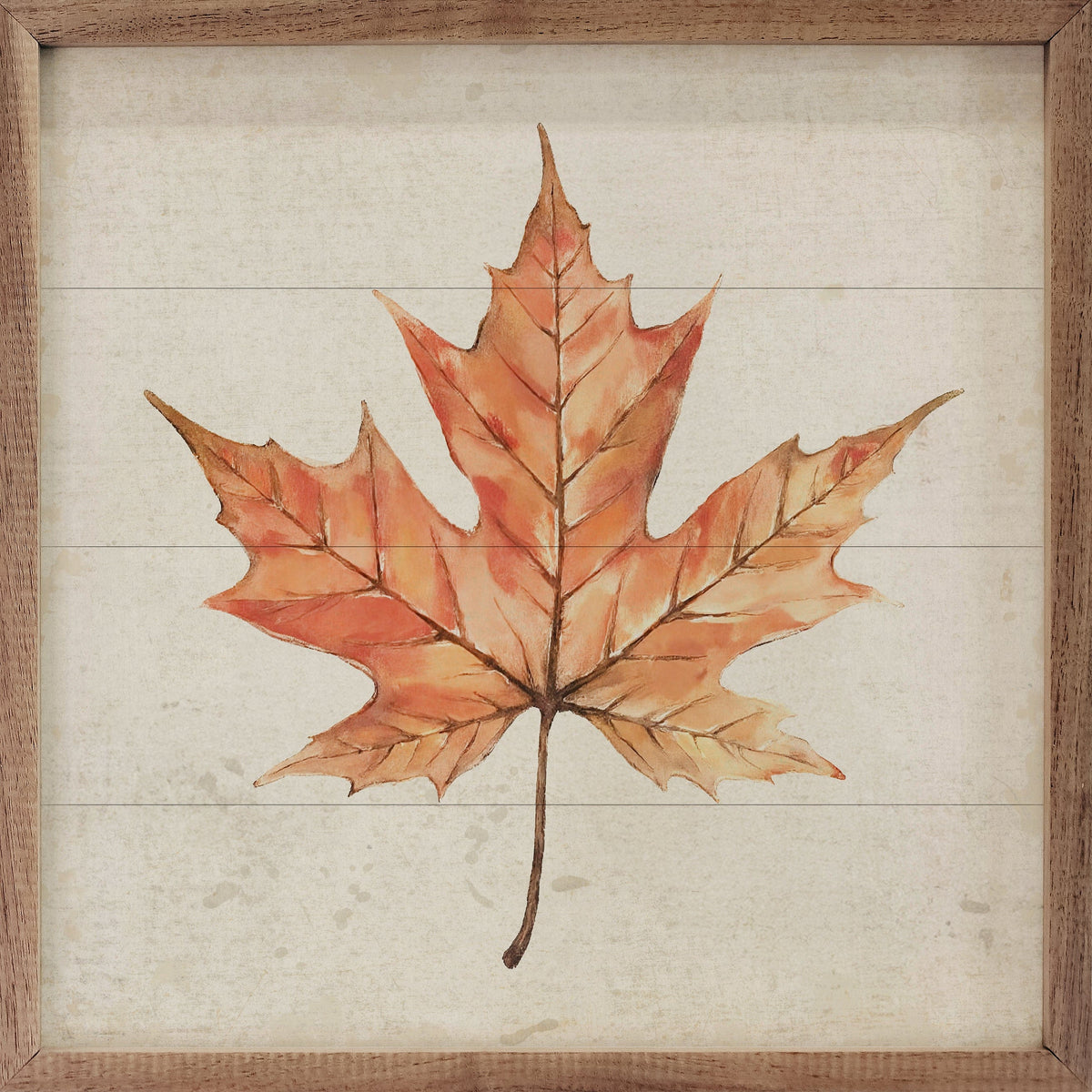 Kendrick Home Walnut Frames 4x4 Maple Leaf Printed and Framed Wall Sign