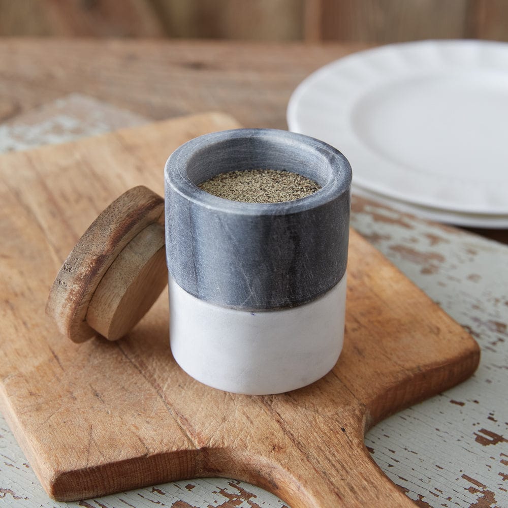 Marble Stacking Salt &amp; Pepper Pinch Pots With Lid