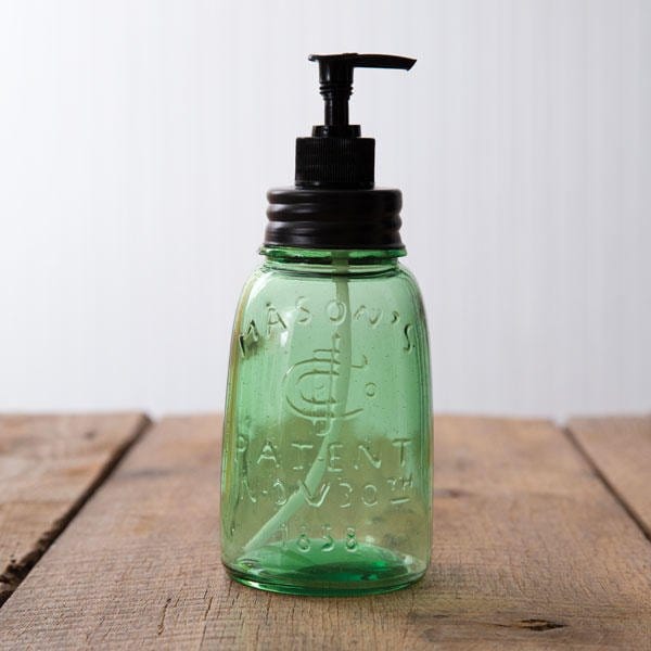 Mason Jar Glass Midget Pint w/ Black Lid & Pump Soap / Lotion Dispenser-CTW Home-The Village Merchant