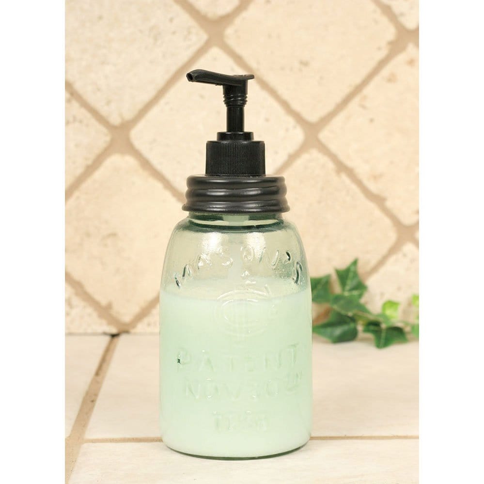 Mason Jar Glass Midget Pint w/ Black Lid & Pump Soap / Lotion Dispenser-CTW Home-The Village Merchant