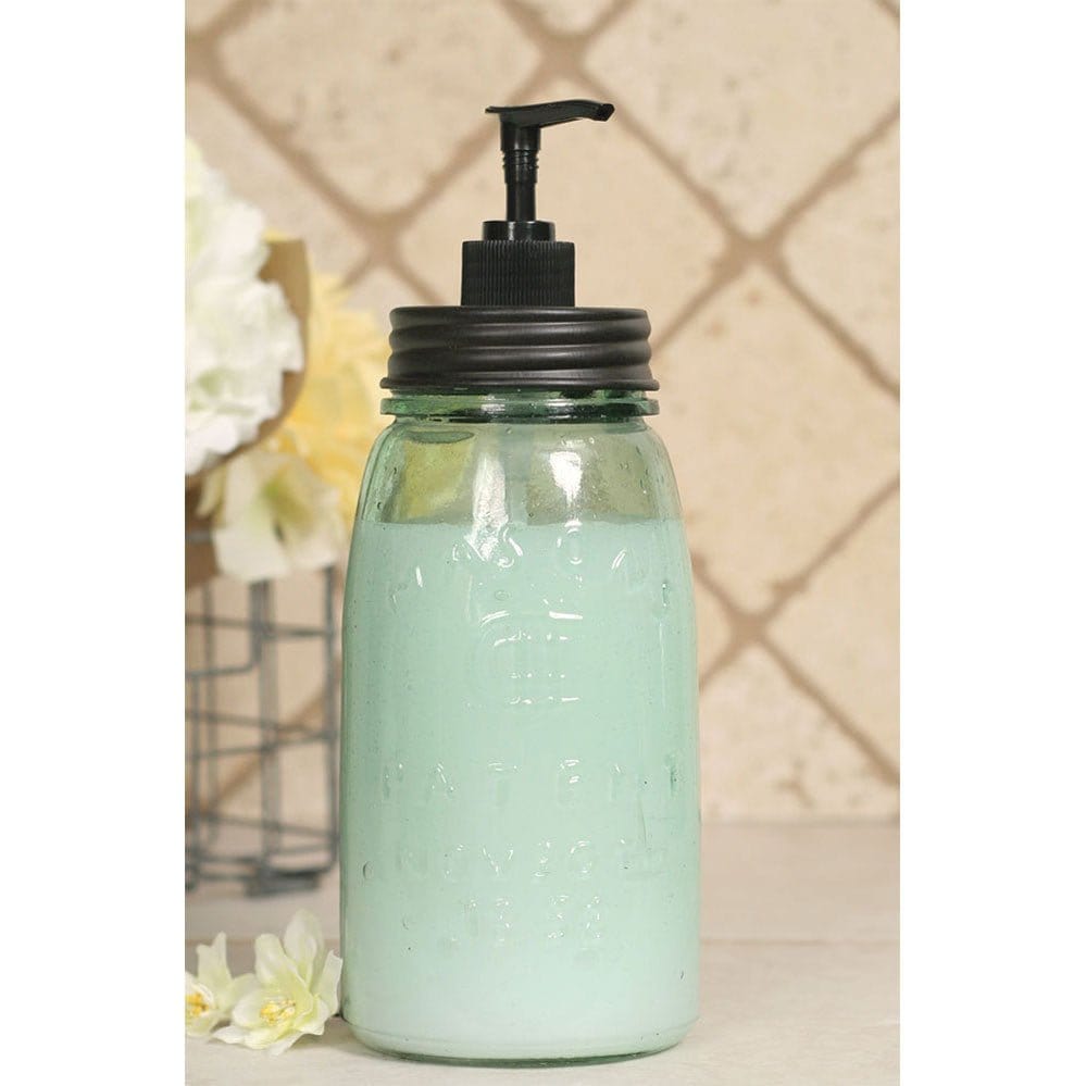 Mason Jar Glass Quart Size with Black Lid &amp; Pump Soap / Lotion Dispenser-CTW Home-The Village Merchant