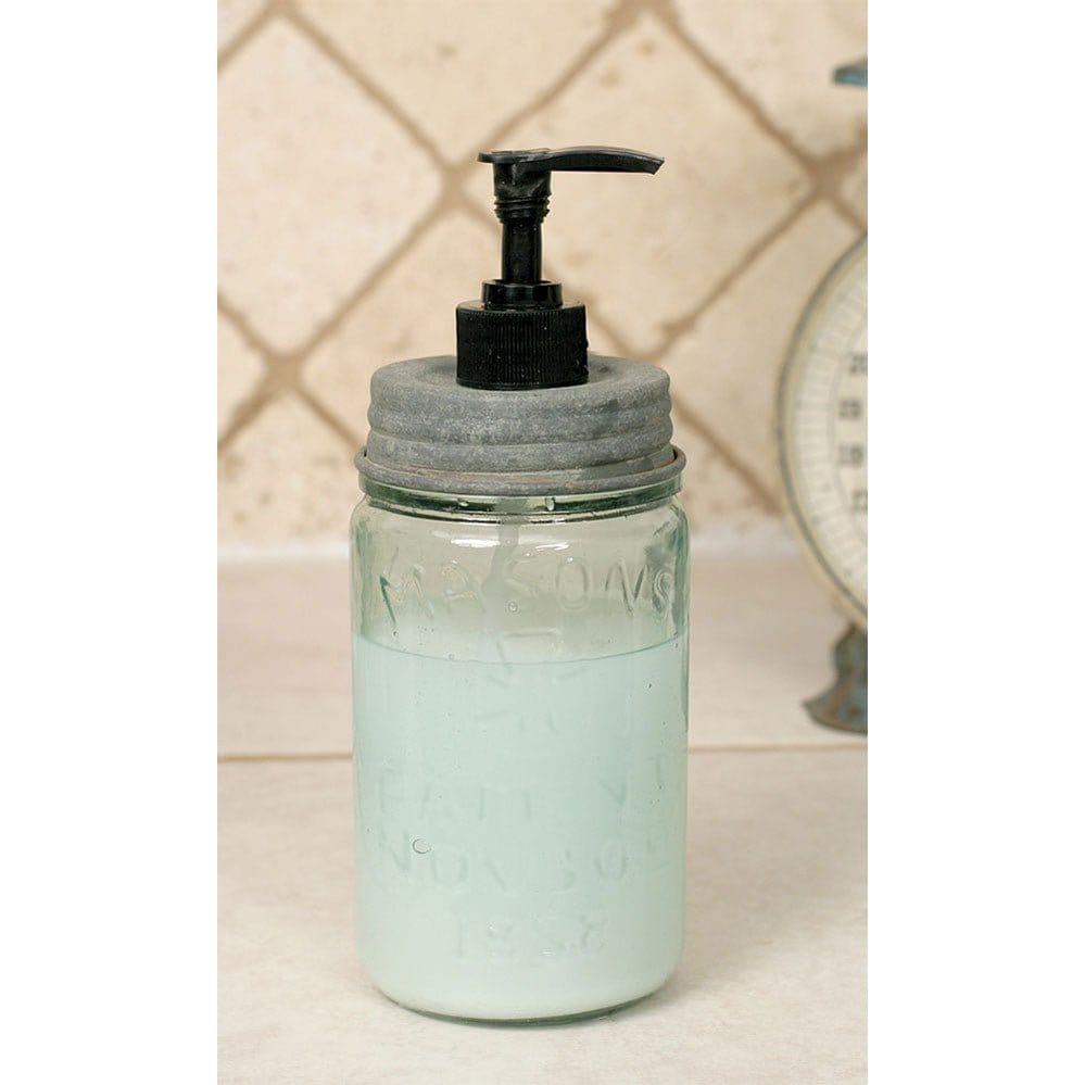 Mason Jar Pint Size ~ Patent Nov 30th 1858 - Barn Roof Gray Lid Soap / Lotion Dispenser-CTW Home-The Village Merchant