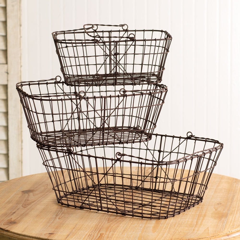 Matilda Wire Basket With Handles Set of 3-CTW Home-The Village Merchant