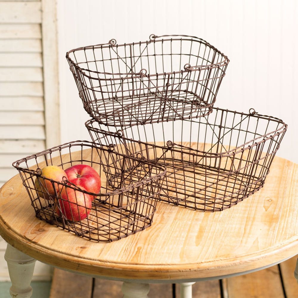 Matilda Wire Basket With Handles Set of 3-CTW Home-The Village Merchant