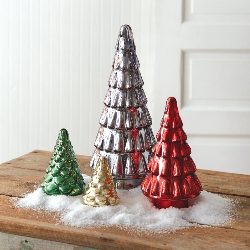 Mercury Glass Retro Christmas Tree in Red-CTW Home-The Village Merchant