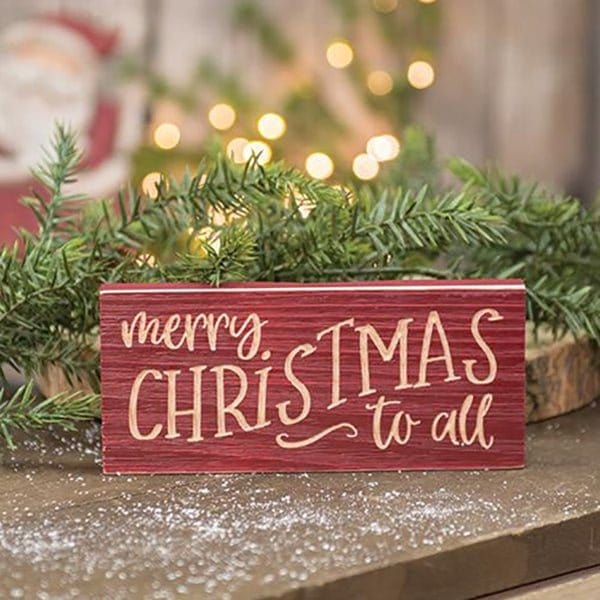 Merry CHristmas To All Sign - Engraved Wood 8" Long-Craft Wholesalers-The Village Merchant