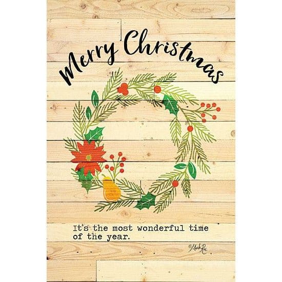 Merry Christmas Wreath By Marla Rae Art Print - 12 X 18-Penny Lane Publishing-The Village Merchant