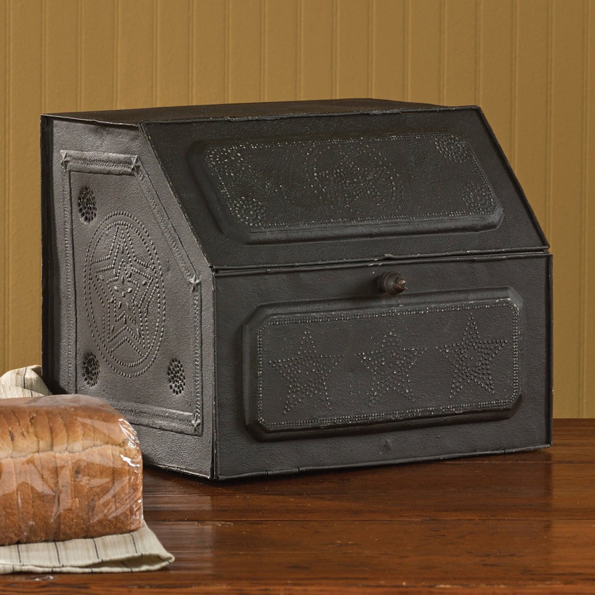 Metal Black Punched Star Bread Box-Park Designs-The Village Merchant