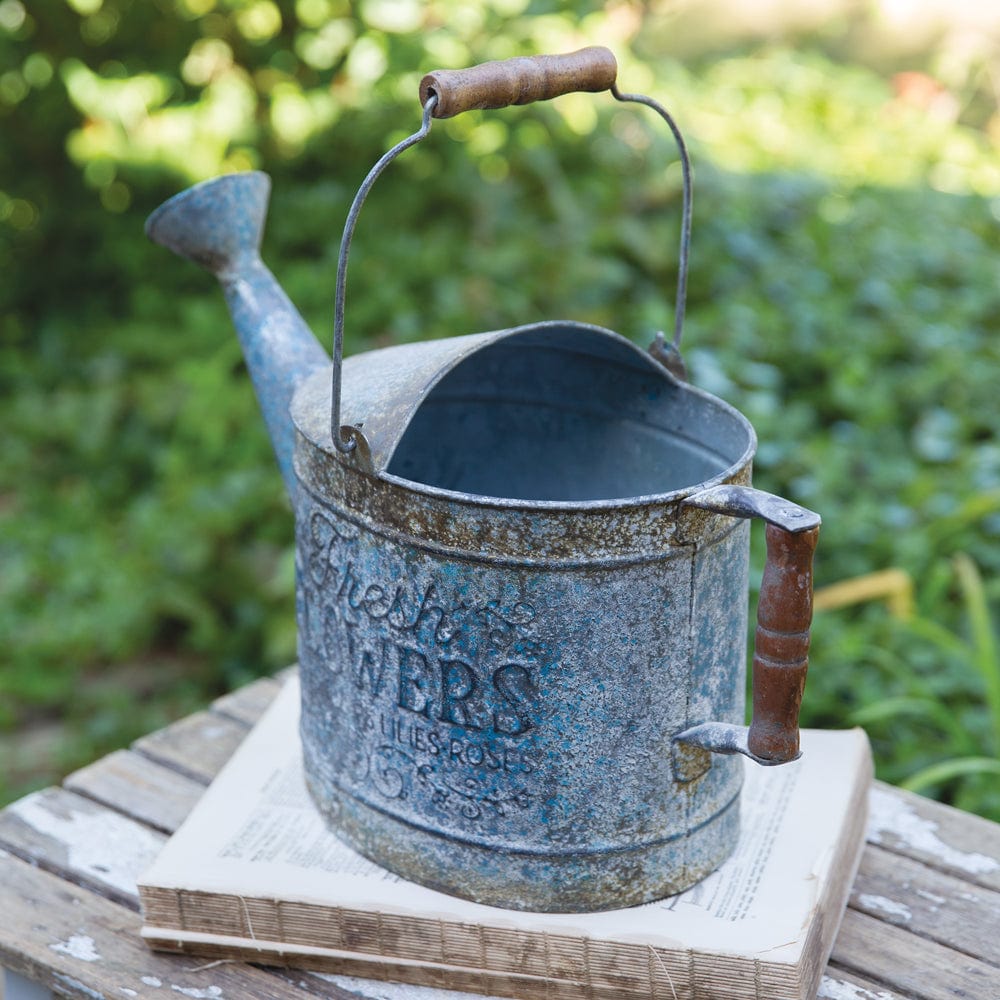 Metal Farmhouse Denim Watering Can With Handle