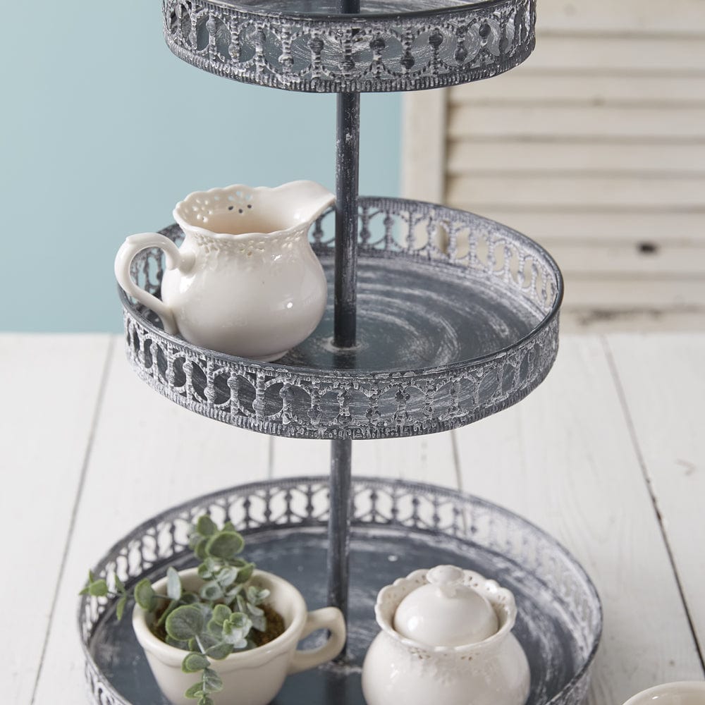 Metal French Colonial Three Tier Display Stand