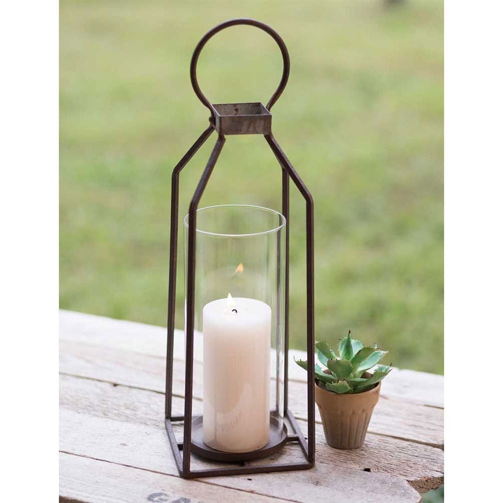 Metal &amp; Glass Large Greenville Lantern For Pillar Candles-CTW Home-The Village Merchant