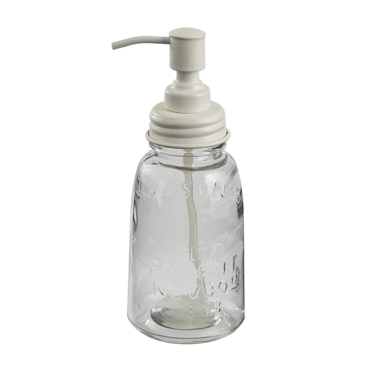 Metal &amp; Glass Mason Jar w/ White Lid Soap / Lotion Dispenser-Park Designs-The Village Merchant