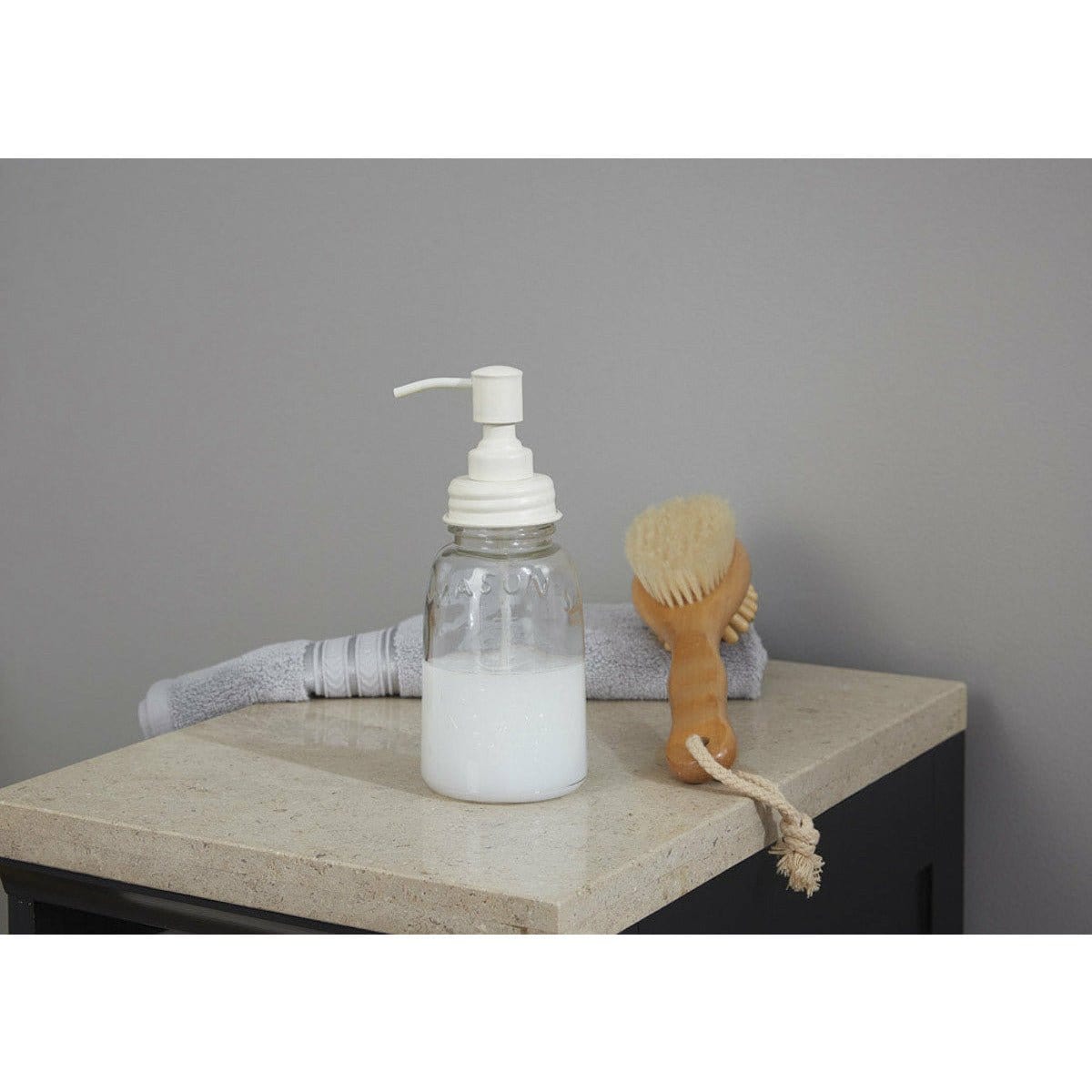 Metal & Glass Mason Jar w/ White Lid Soap / Lotion Dispenser-Park Designs-The Village Merchant