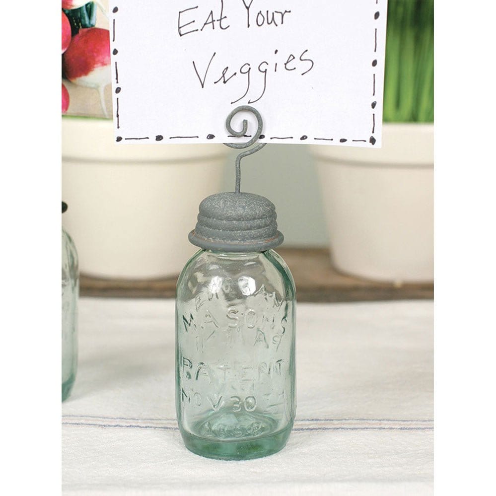 Metal & Glass Mini Mason Jar Sign / Place Card Holder-CTW Home-The Village Merchant