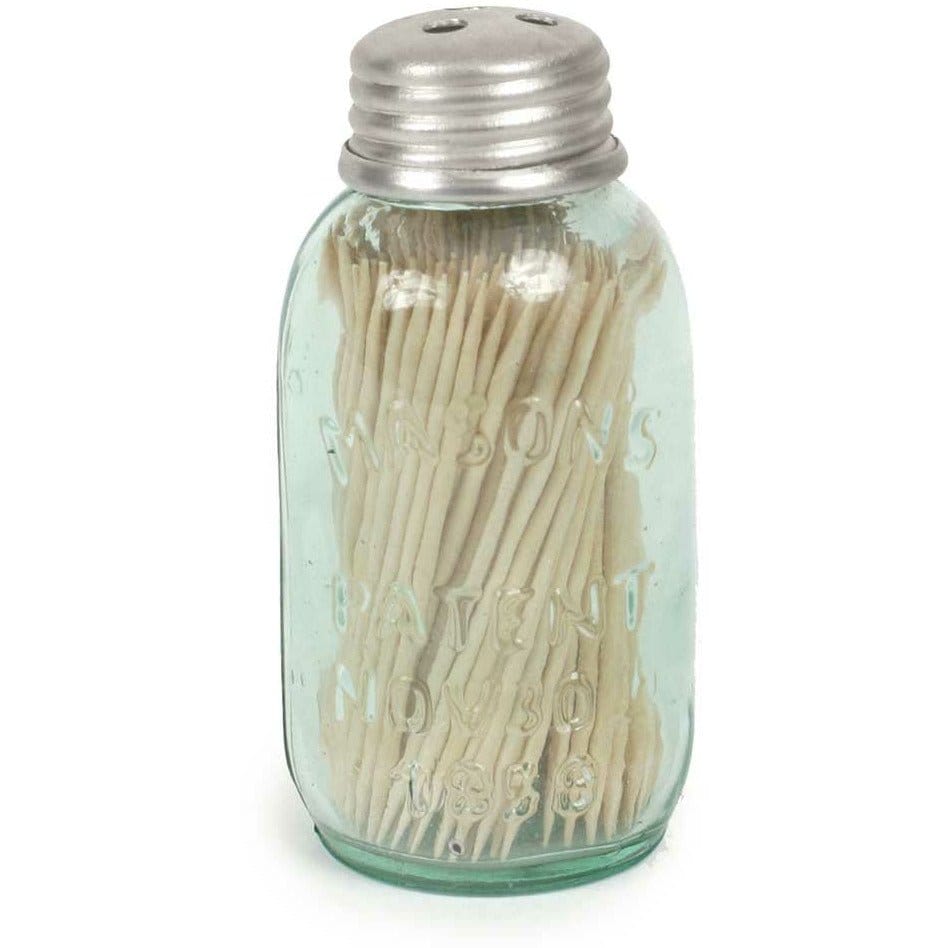 Metal &amp; Glass Mini Mason Jar Toothpick Holder-CTW Home-The Village Merchant