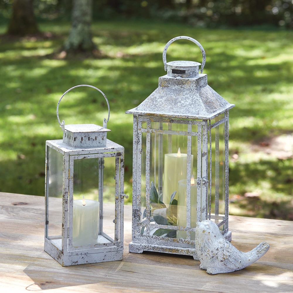 Metal &amp; Glass Rustic Cottage Lantern For Pillar Candles