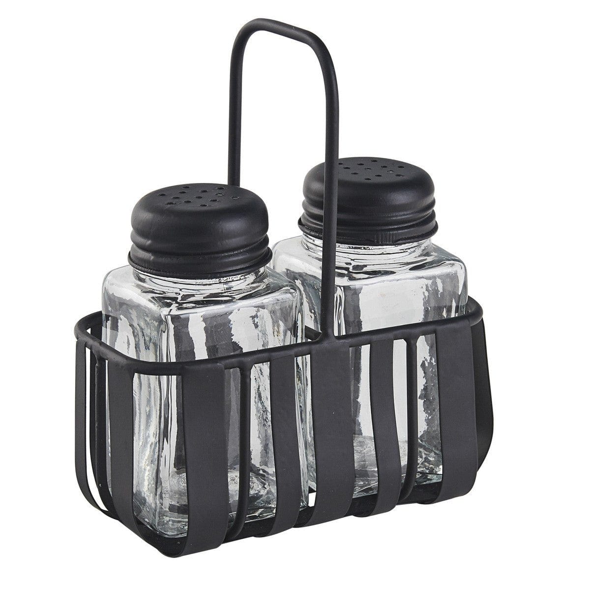 Metal &amp; Glass Spencer Salt &amp; Pepper Shakers With Caddy-Park Designs-The Village Merchant