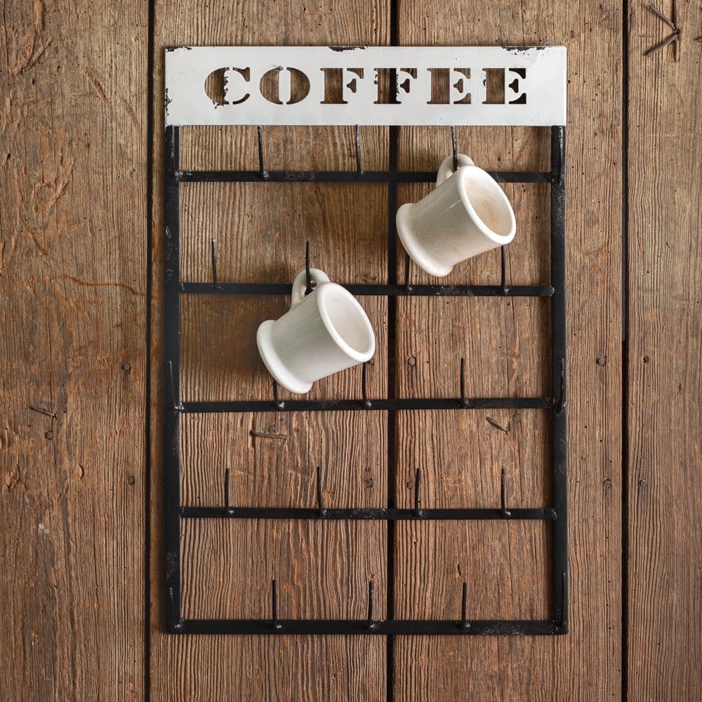 Metal Hanging Coffee Mug Rack - Wall Mount 17 Mugs-CTW Home-The Village Merchant