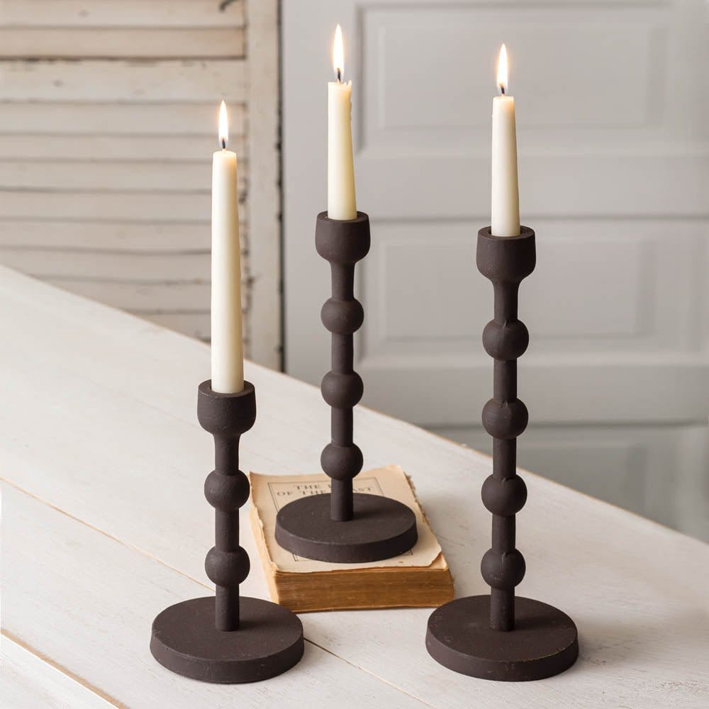 Metal Laurel Candle Holder For Taper Candles Set of 3-CTW Home-The Village Merchant