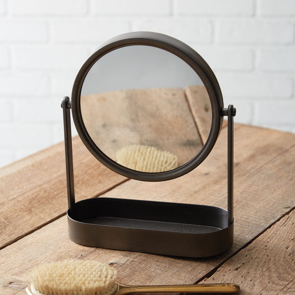 Metal Oblong Vanity Tray With Makeup Mirror-CTW Home-The Village Merchant