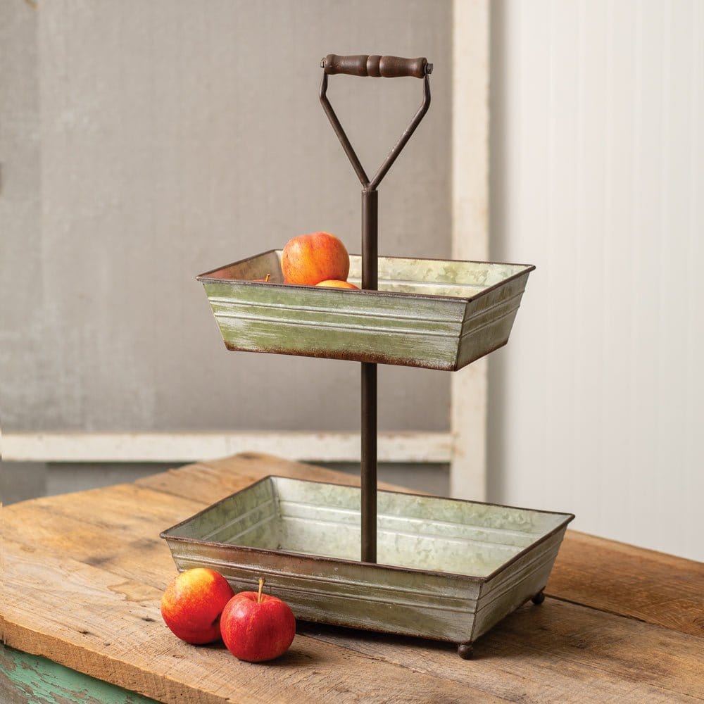 Metal Rectangle Caddy / Tray / Stand With Handle 2 Tier-CTW Home-The Village Merchant