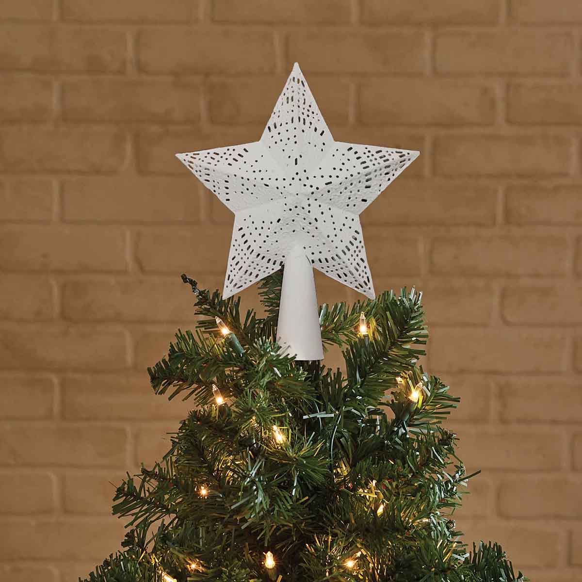 Metal Star in White tree Topper Small-Park Designs-The Village Merchant