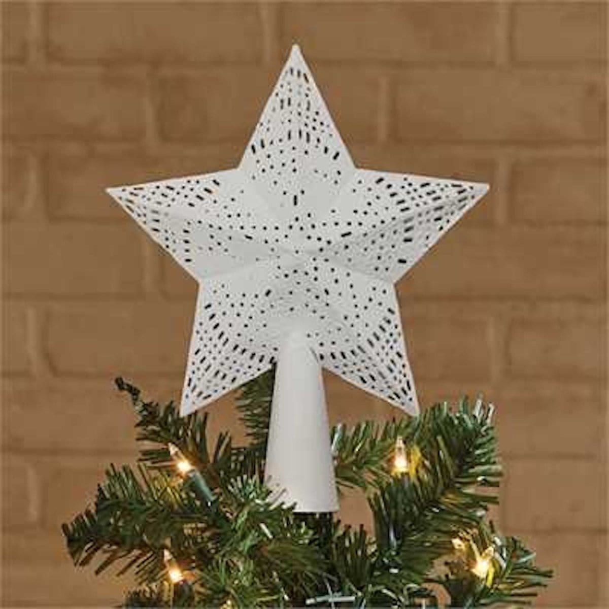 Metal Star in White tree Topper Small-Park Designs-The Village Merchant