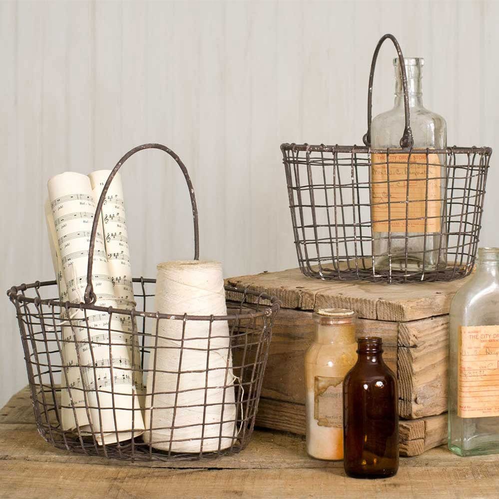 Metal Wire Nesting Basket With Swivel Handles Set of 2 - Assorted Sizes-CTW Home-The Village Merchant