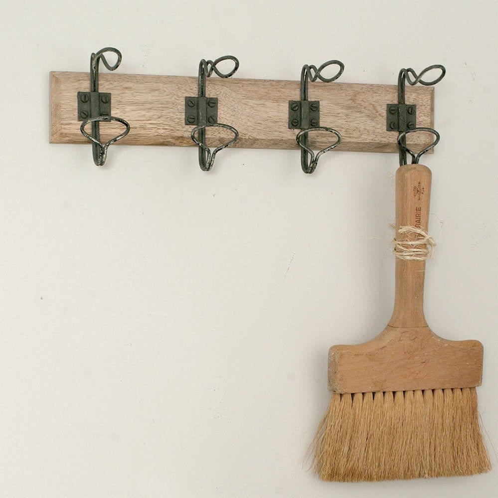 Metal & Wood Entryway Hanger Wall Rack - 4 Hooks-CTW Home-The Village Merchant