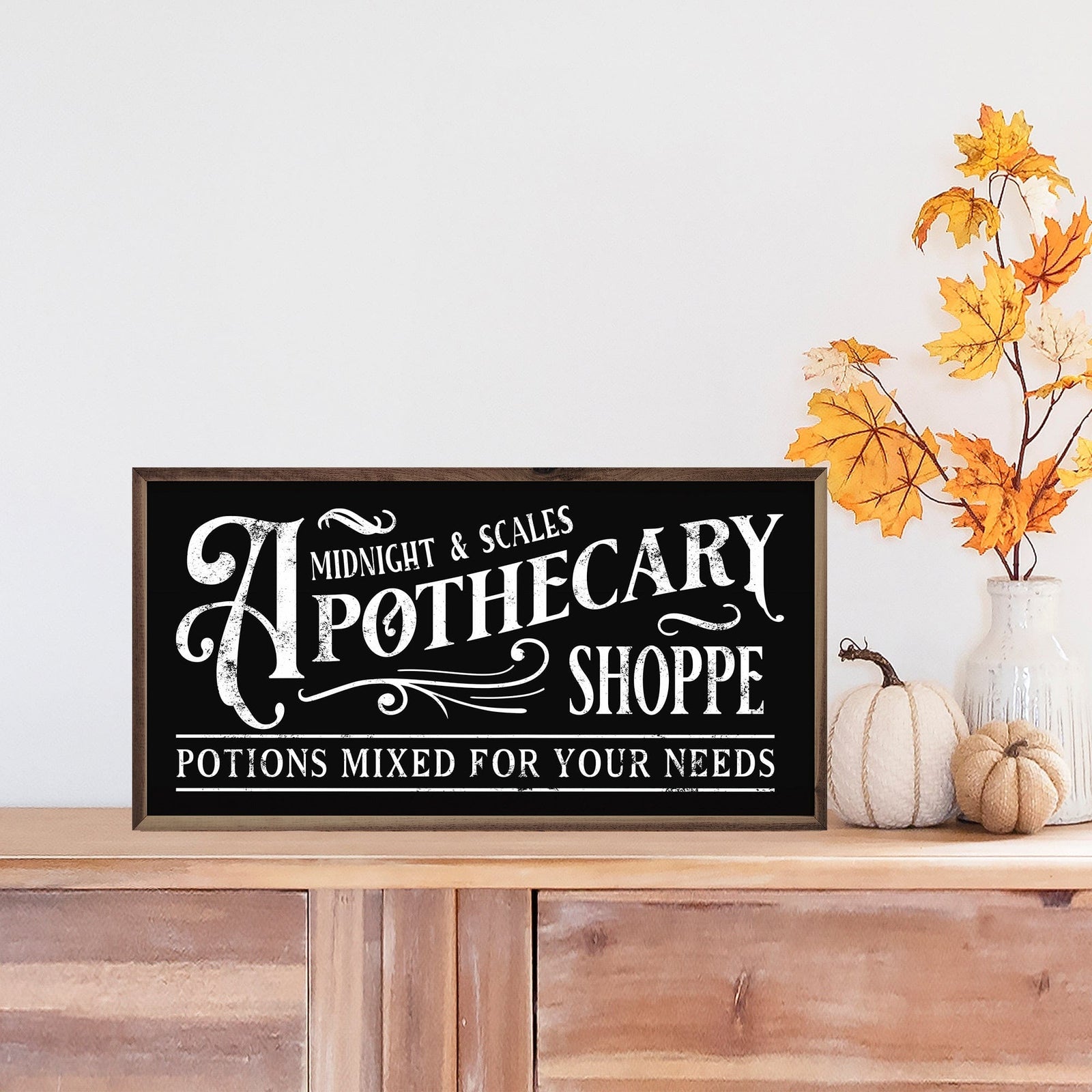 Kendrick Home Walnut Frames 16x8 Midnight And Scales Apothecary Shoppe Black