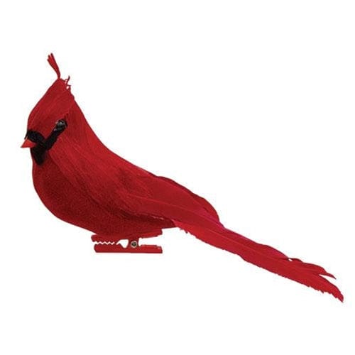 Mini Feathered Cardinal Bird Clip Ornament