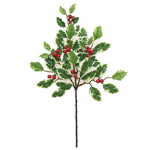 Mini Holly Leaves &amp; Berries Pick / Spray 14&quot; High