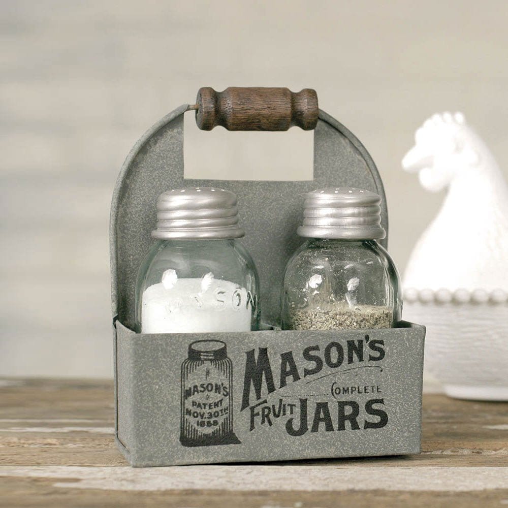 Mini Mason&#39;s Jars Salt &amp; Pepper Shakers With Caddy-CTW Home-The Village Merchant