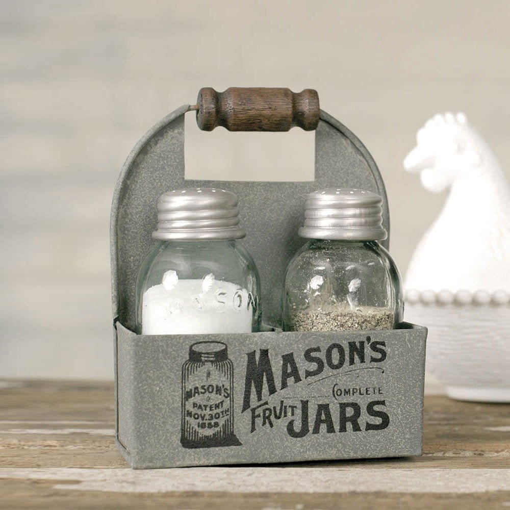 Mini Mason's Jars Salt & Pepper Shakers With Caddy-CTW Home-The Village Merchant