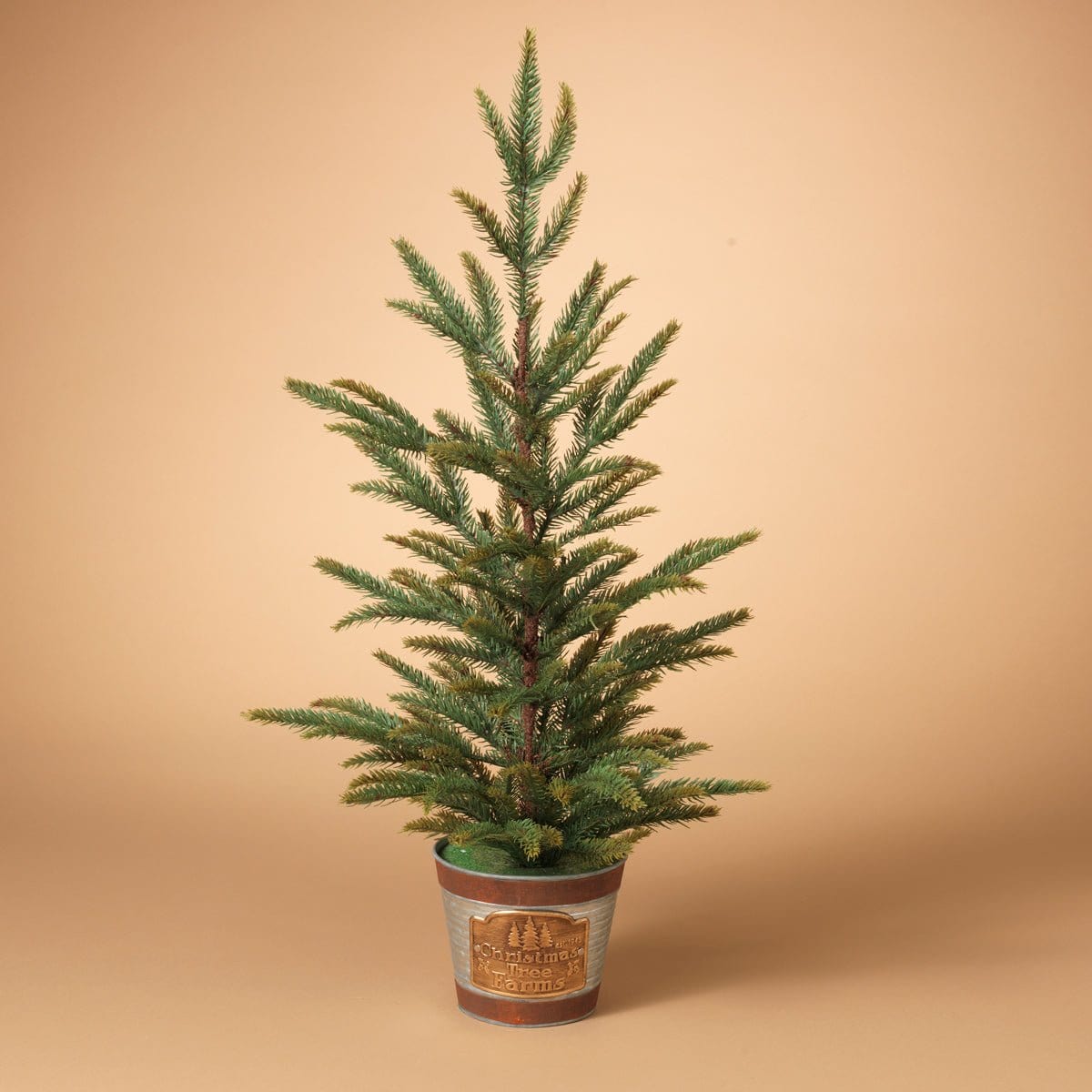 Miniature &quot; Christmas Tree Farms&quot; Pine Tree With Metal Container - 30&quot; H-Gerson-The Village Merchant