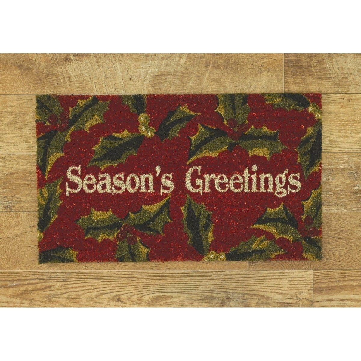 Mistletoe &amp; Holly - Season&#39;s Greetings Doormat-Park Designs-The Village Merchant