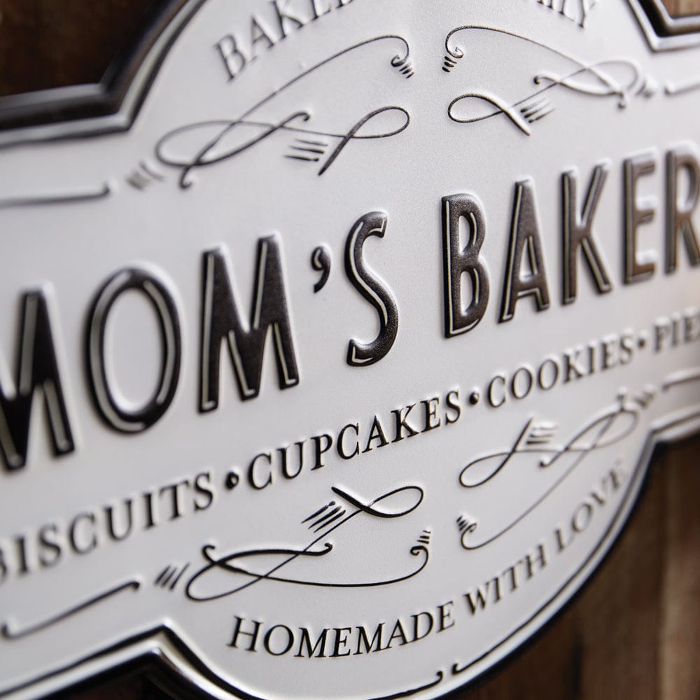 Mom&#39;s Bakery Sign - Embossed Metal