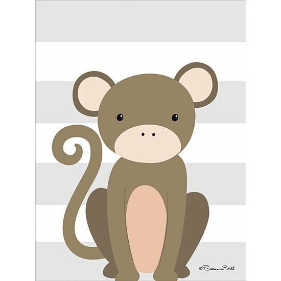 Penny Lane Publishing Monkey Stripe By Susan Ball Art Print - 12 X 16