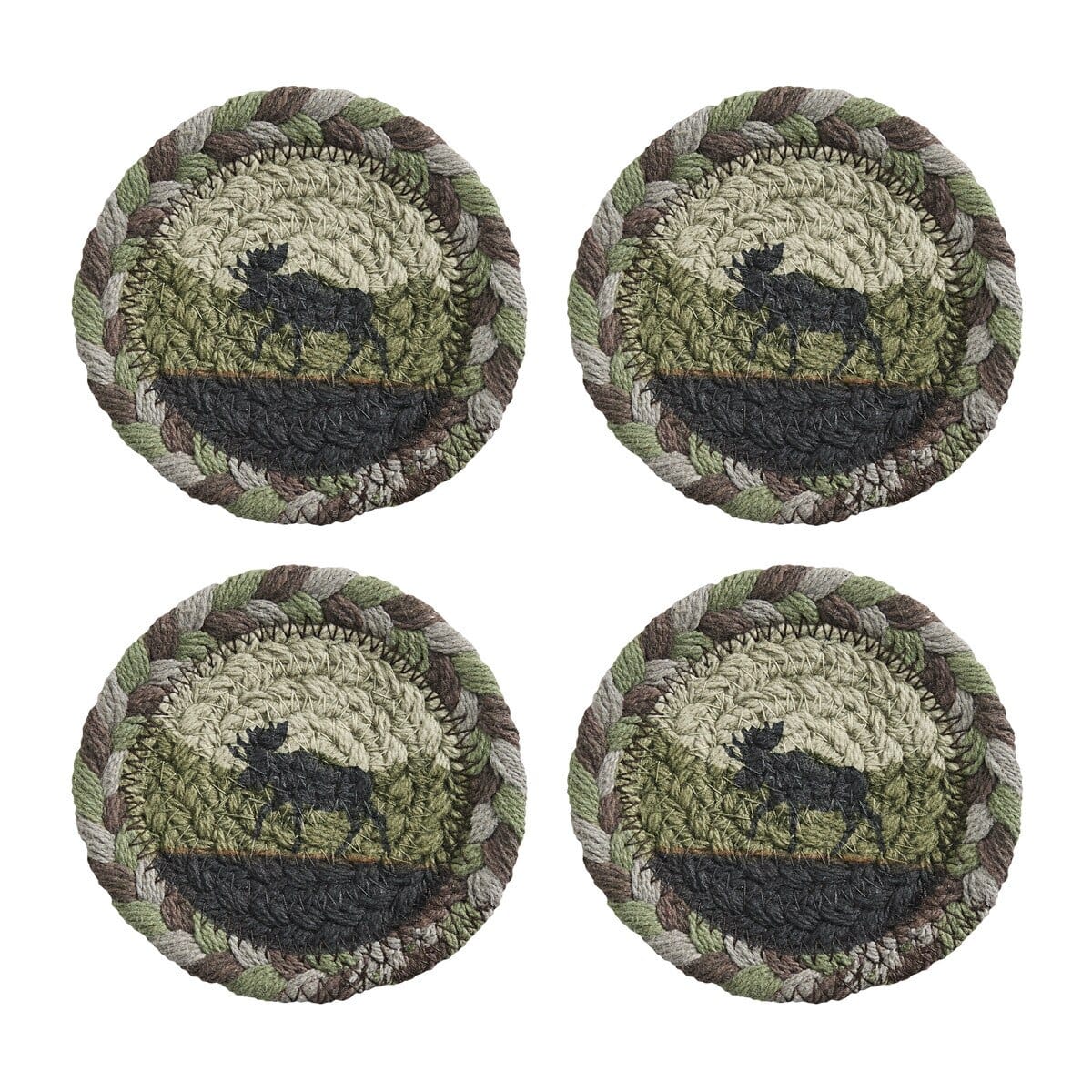 Park Designs Moose Braided & Printed Coaster Round Set of 4