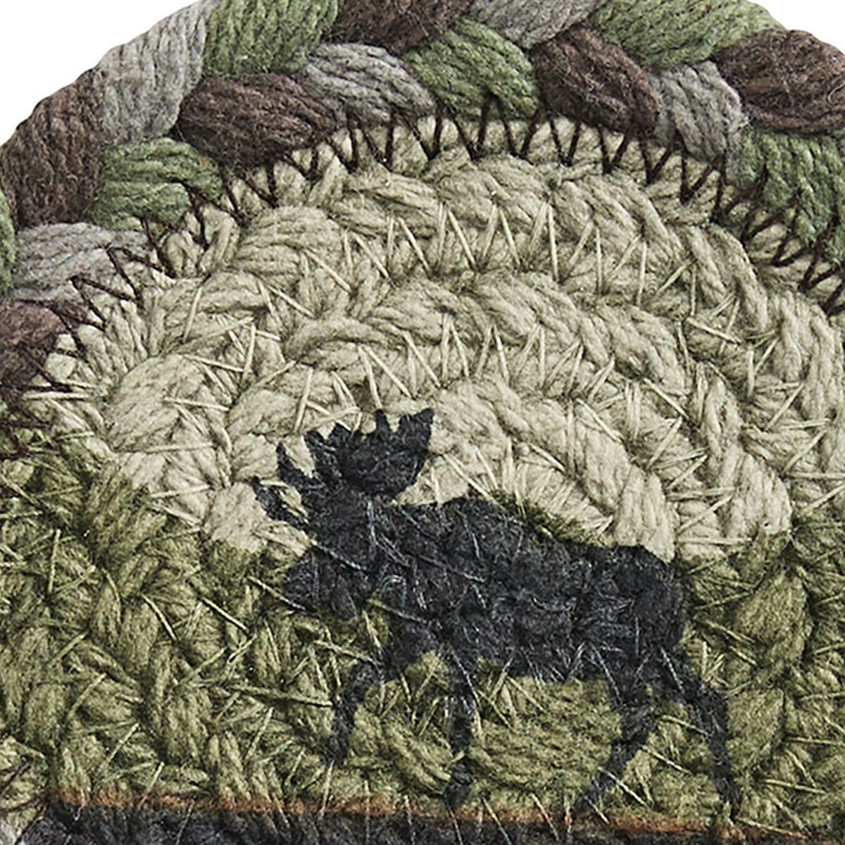 Park Designs Moose Braided & Printed Coaster Round Set of 4