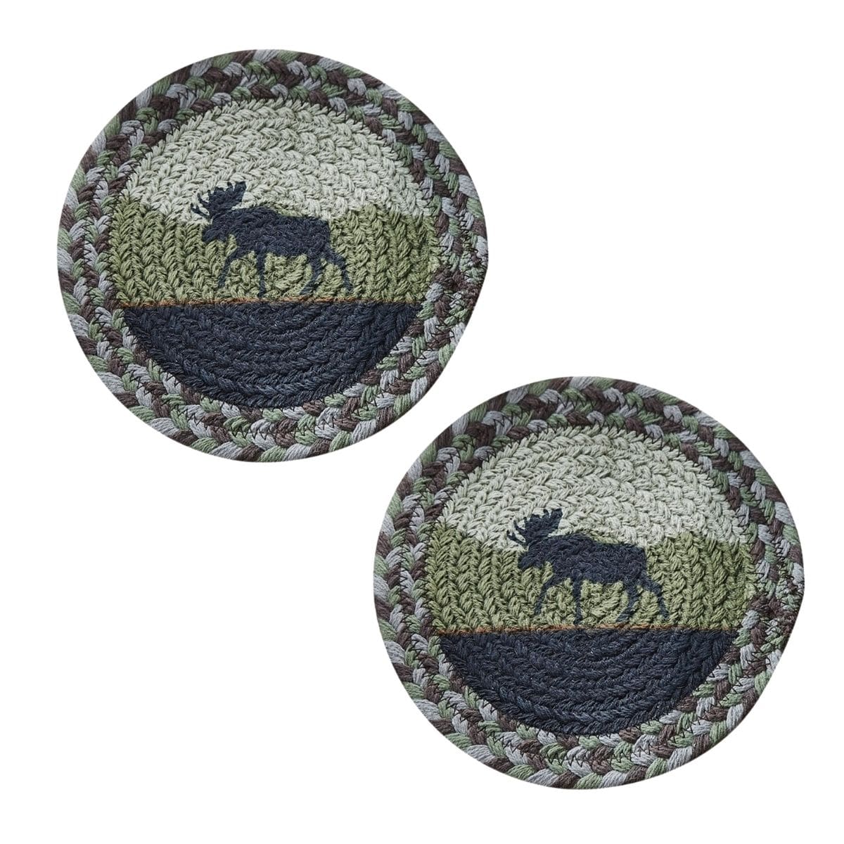 Park Designs Moose Braided & Printed Trivet 8" Diameter Round Set of 2
