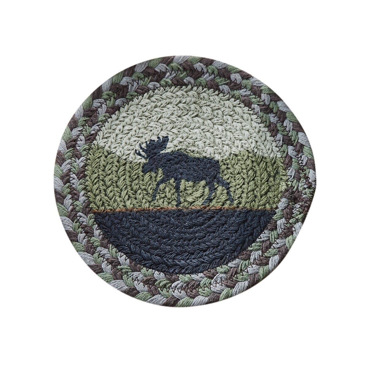 Park Designs Moose Braided & Printed Trivet 8" Diameter Round Set of 2