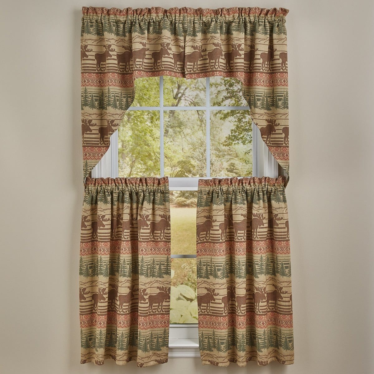 Moose Jacquard Swag Pair 36" Long Unlined-Park Designs-The Village Merchant