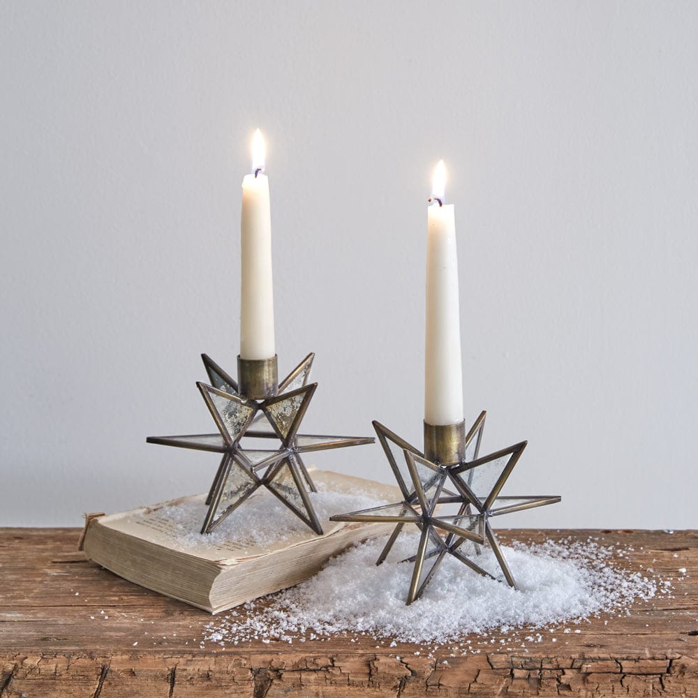 Moravian Star Candle Holders For Taper Candles Set of 2