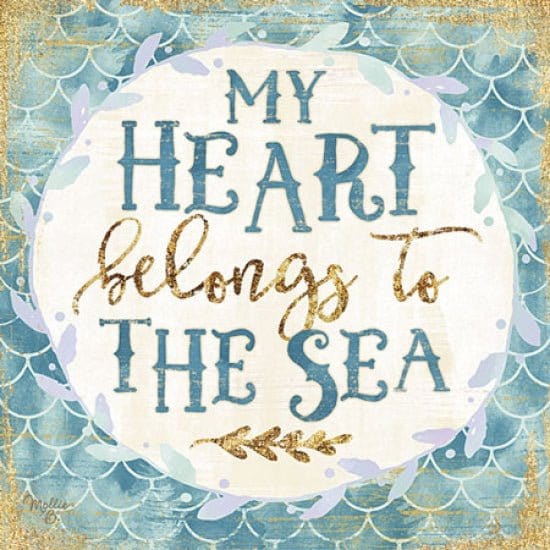 Penny Lane Publishing My Heart Belongs To The Sea By Mollie B Right Art Print - 12 X 12