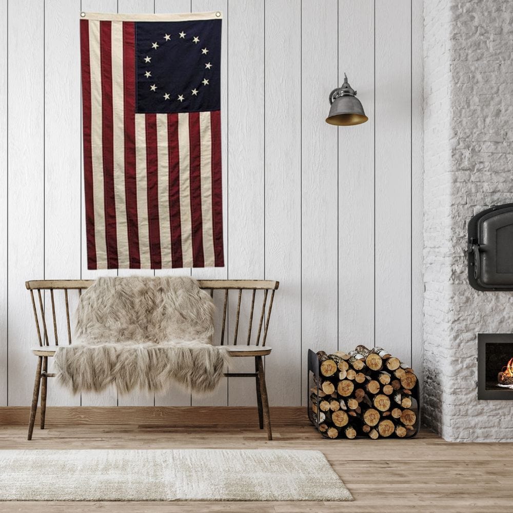 Natural Betsy Ross Flag Large in Cotton