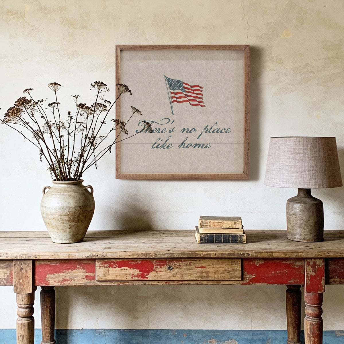 Kendrick Home Walnut Frames No Place Like Home Americana Printed and Framed Wall Sign