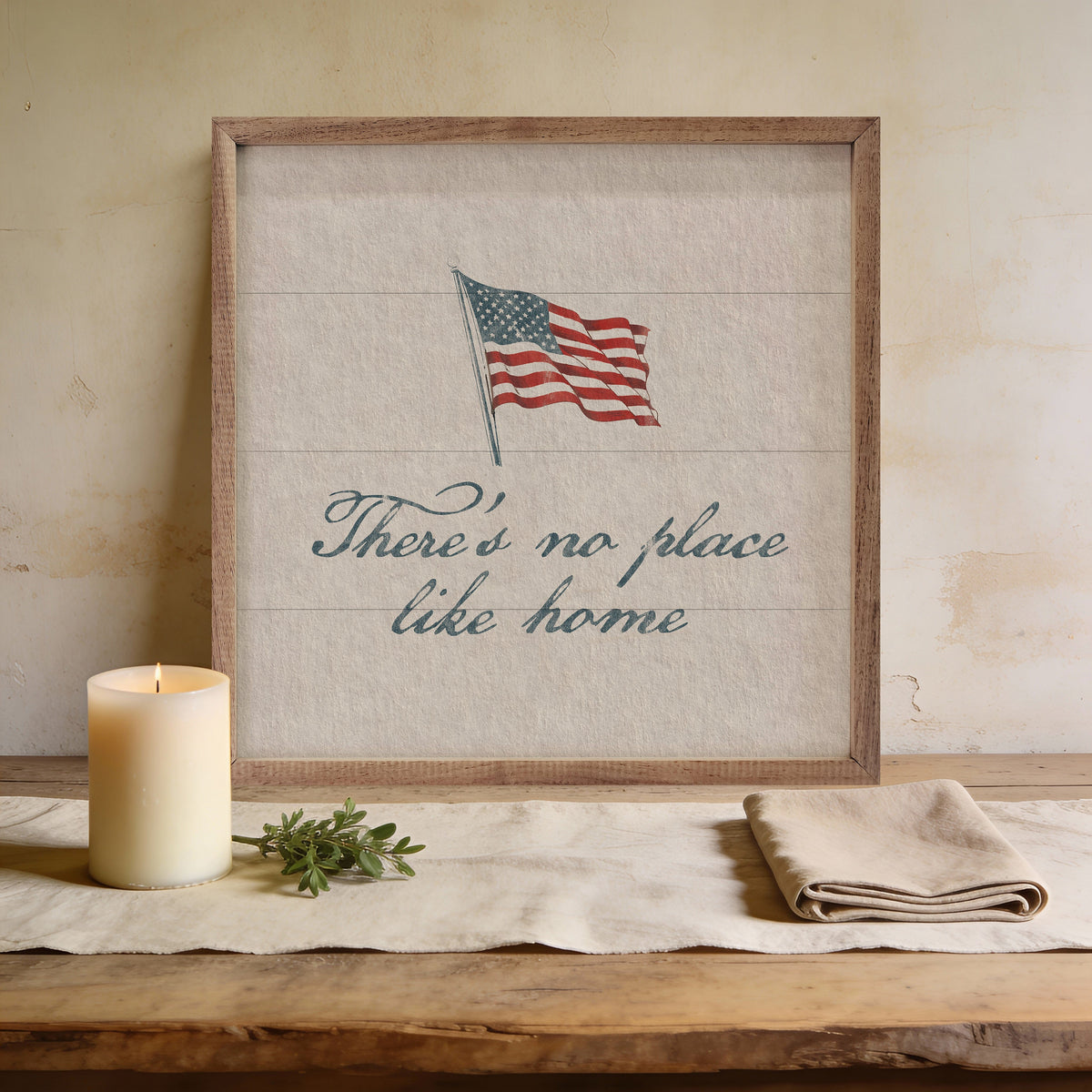 Kendrick Home Walnut Frames No Place Like Home Americana Printed and Framed Wall Sign