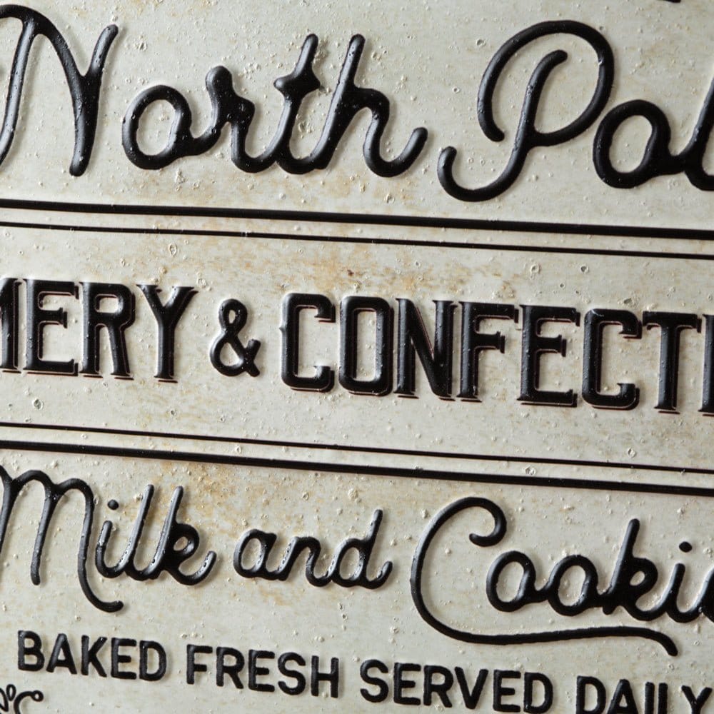 North Pole Creamery & Confectionary Embossed Metal Sign-CTW Home-The Village Merchant