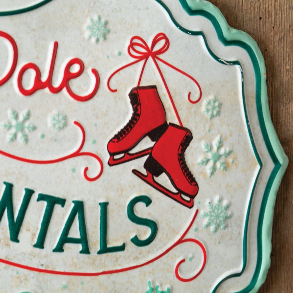 North Pole Skate Rentals Embossed Metal Sign-CTW Home-The Village Merchant